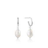 Silver Pearl Mini Hoop Earrings